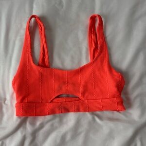 Aerie Vibrant Orange Ribbed Swim Top